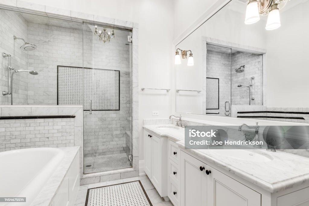 Bathroom renovation with ceramic tile and modern vanity installation