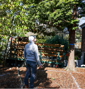 Two team members reviewing progress inside the remodel
